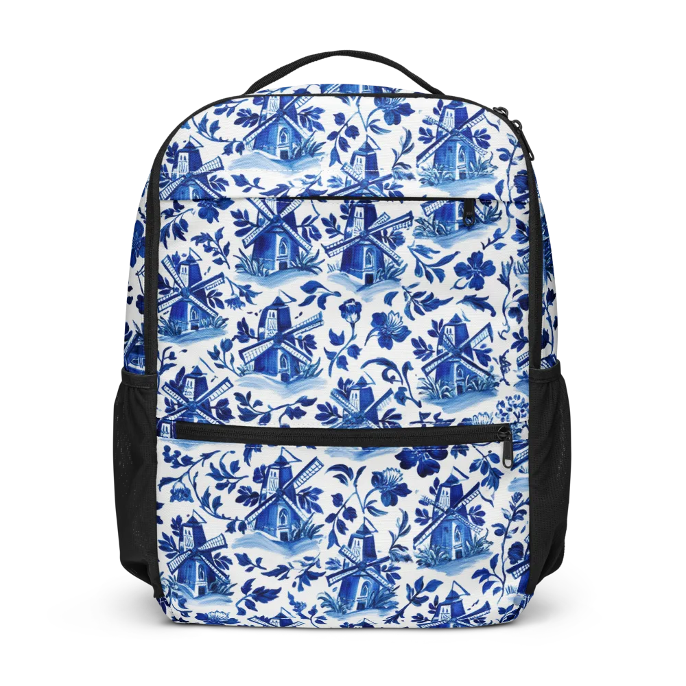Blue Delft Garden on Utility Backpack — Front