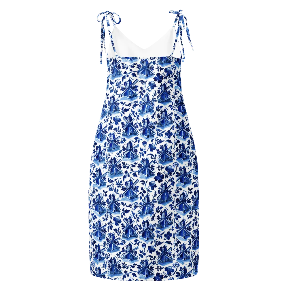 Blue Delft Garden on Slip Dress — Back