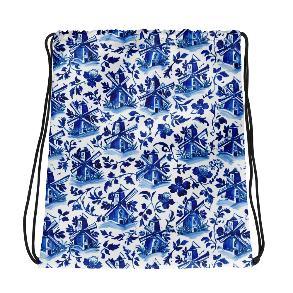 Blue Delft Garden on Drawstring Bag — Photo
