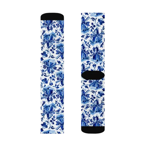 Blue Delft Garden on a Socks