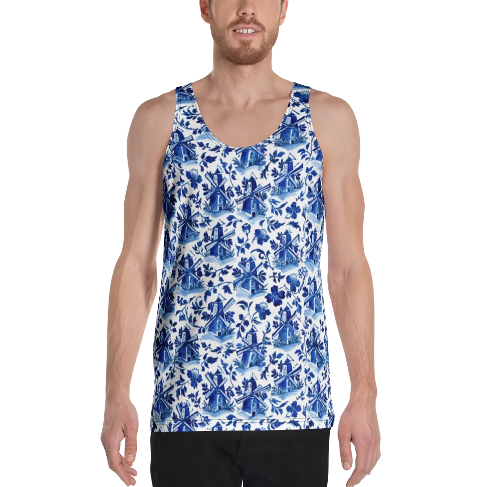 Blue Delft Garden on Men's Tank Top — Front