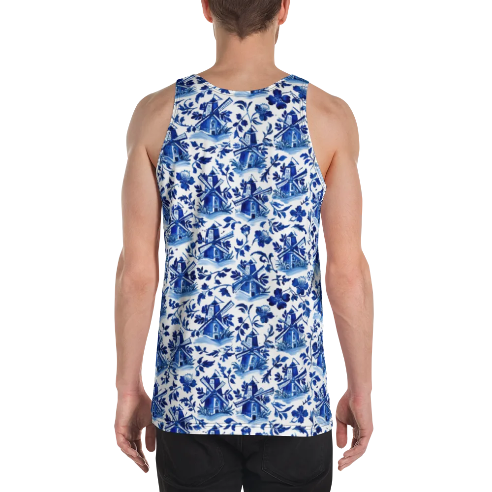 Blue Delft Garden on Men's Tank Top — Back