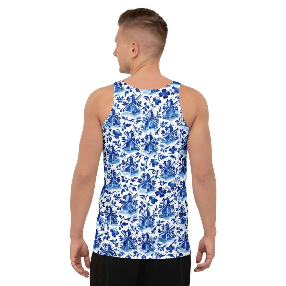 Blue Delft Garden on Men's Tank Top — Back