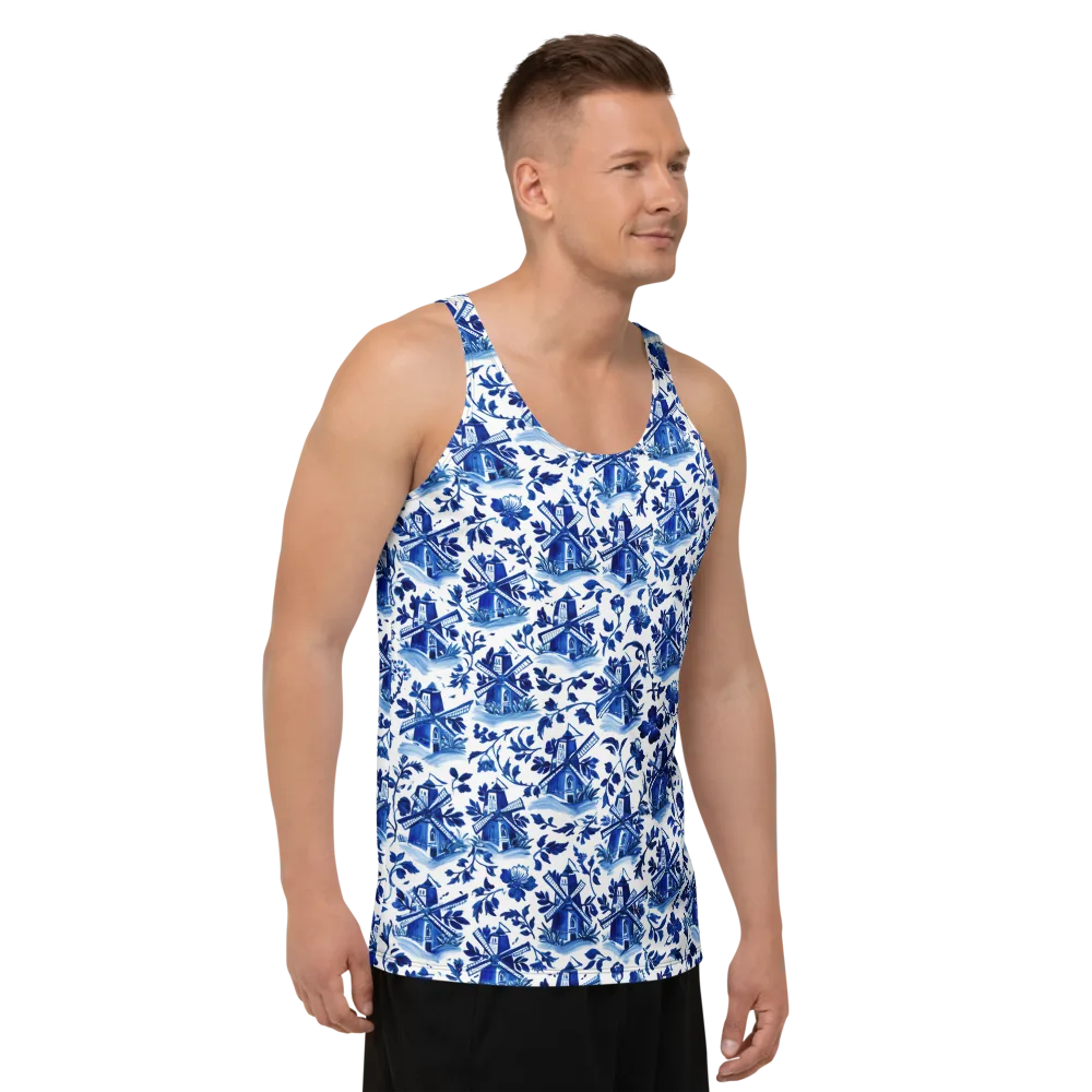 Blue Delft Garden on Men's Tank Top — Right Front