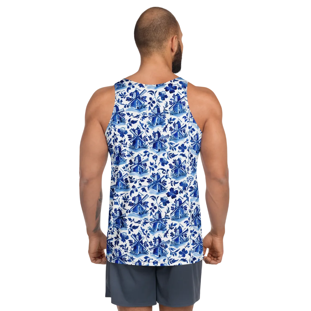 Blue Delft Garden on Men's Tank Top — Back