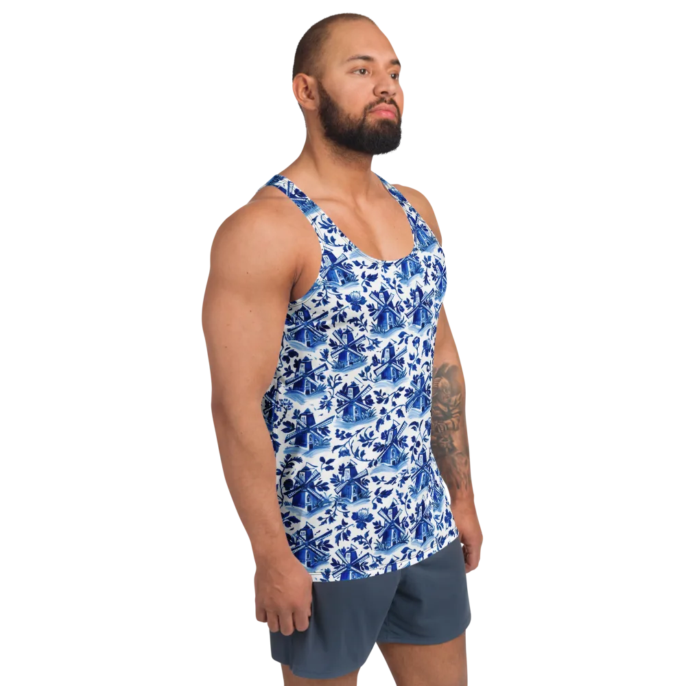 Blue Delft Garden on Men's Tank Top — Right Front