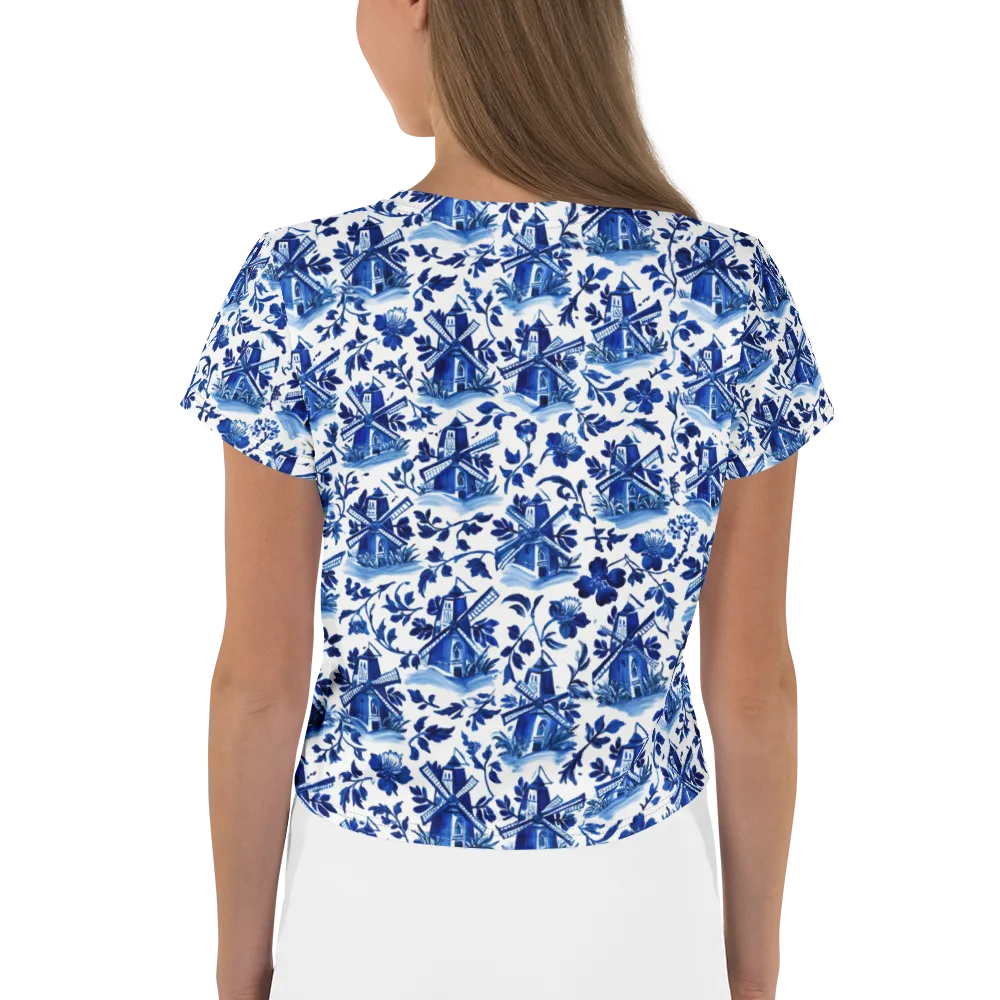 Blue Delft Garden on Crop Tee — Back