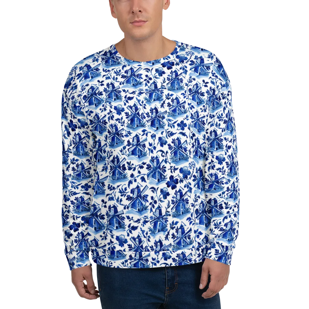 Blue Delft Garden on Sweatshirt — Front