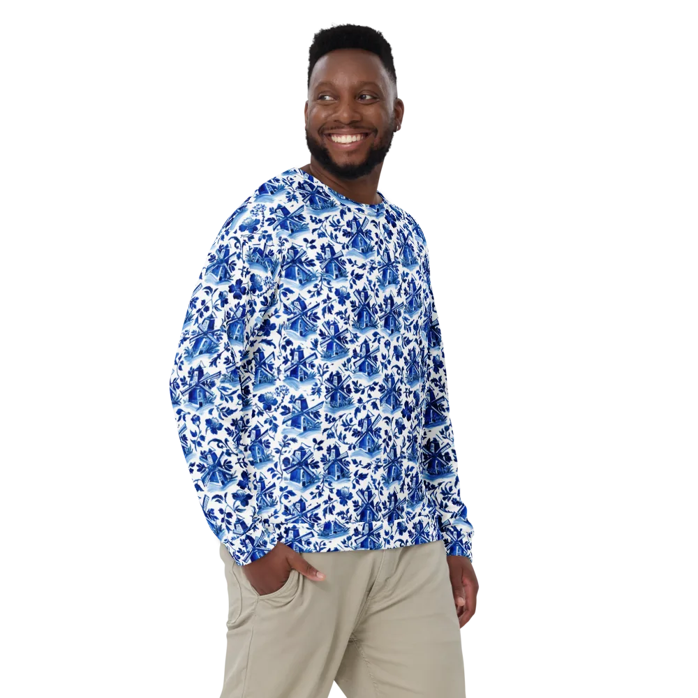 Blue Delft Garden on Sweatshirt — Front