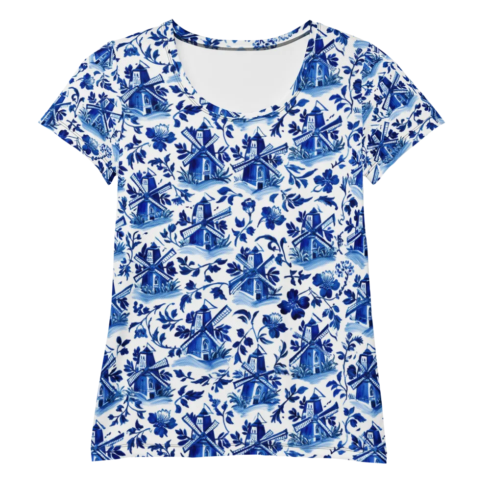 Blue Delft Garden on Women's Athletic T-Shirt — Front