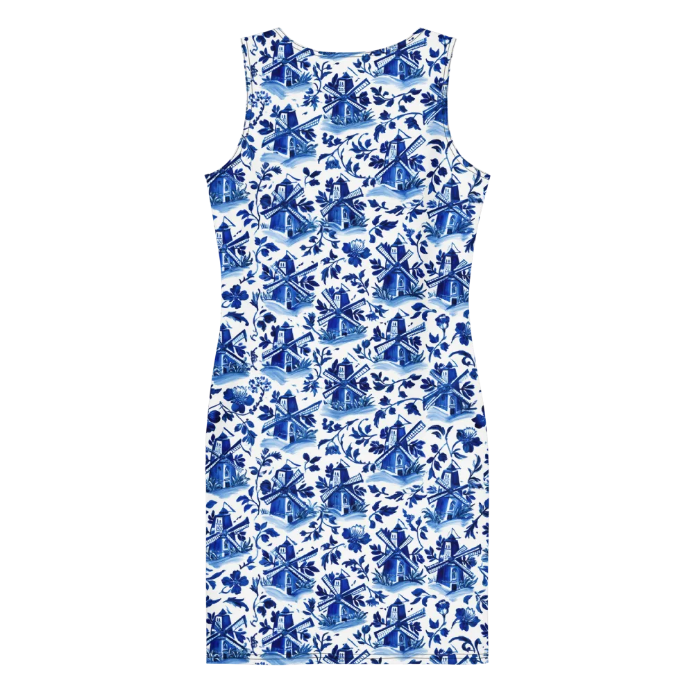 Blue Delft Garden on Bodycon Dress — Back