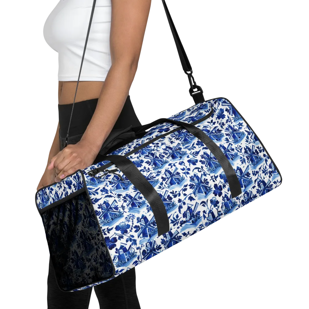 Blue Delft Garden on Duffle Bag — Front