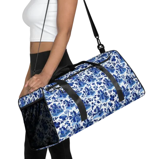 Blue Delft Garden on a Duffle Bag