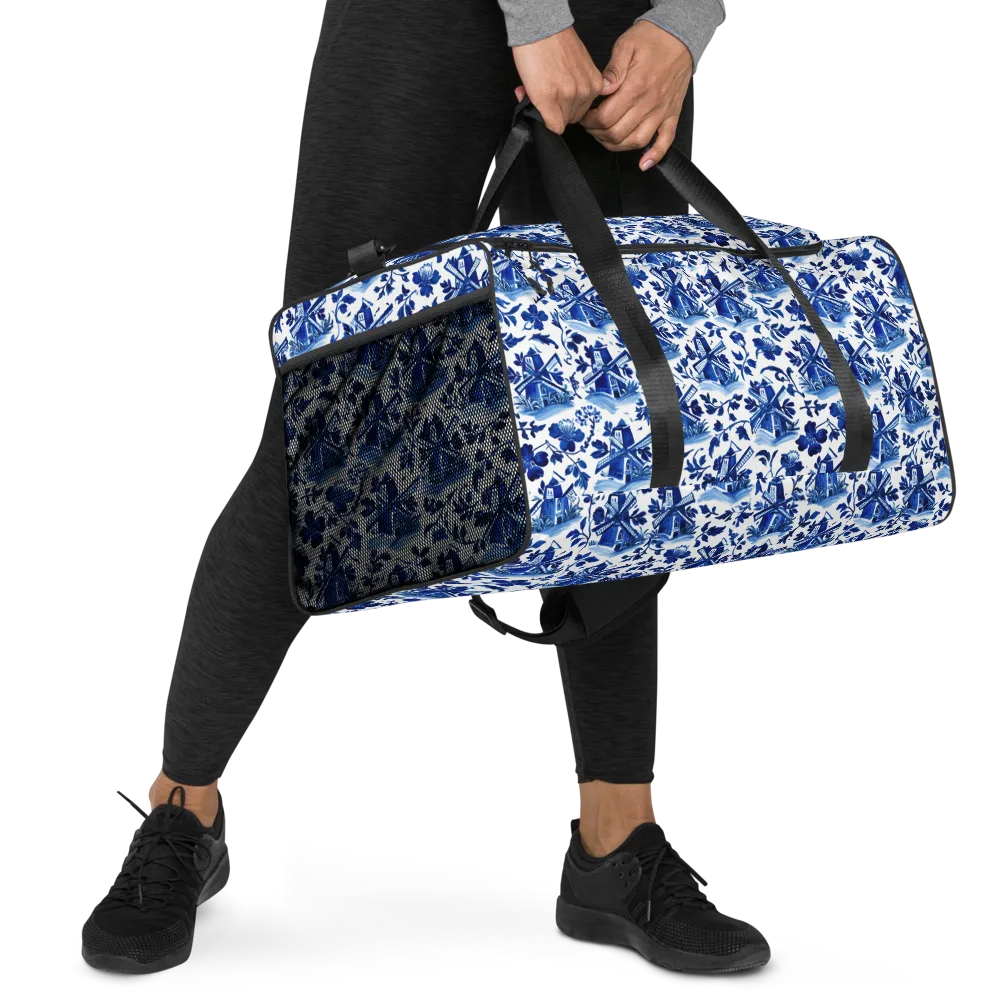 Blue Delft Garden on Duffle Bag — Right Front