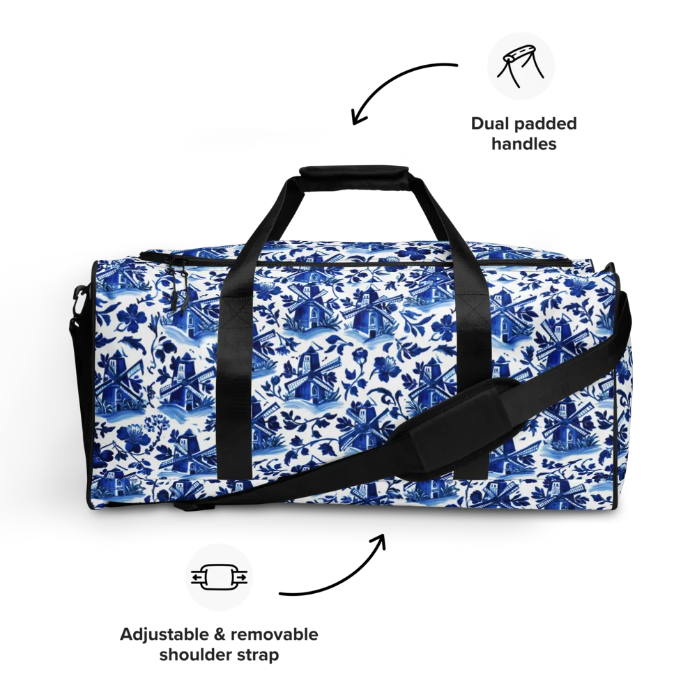 Blue Delft Garden on Duffle Bag — Front