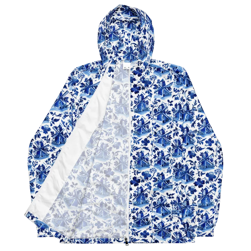 Blue Delft Garden on Men's Windbreaker — Front