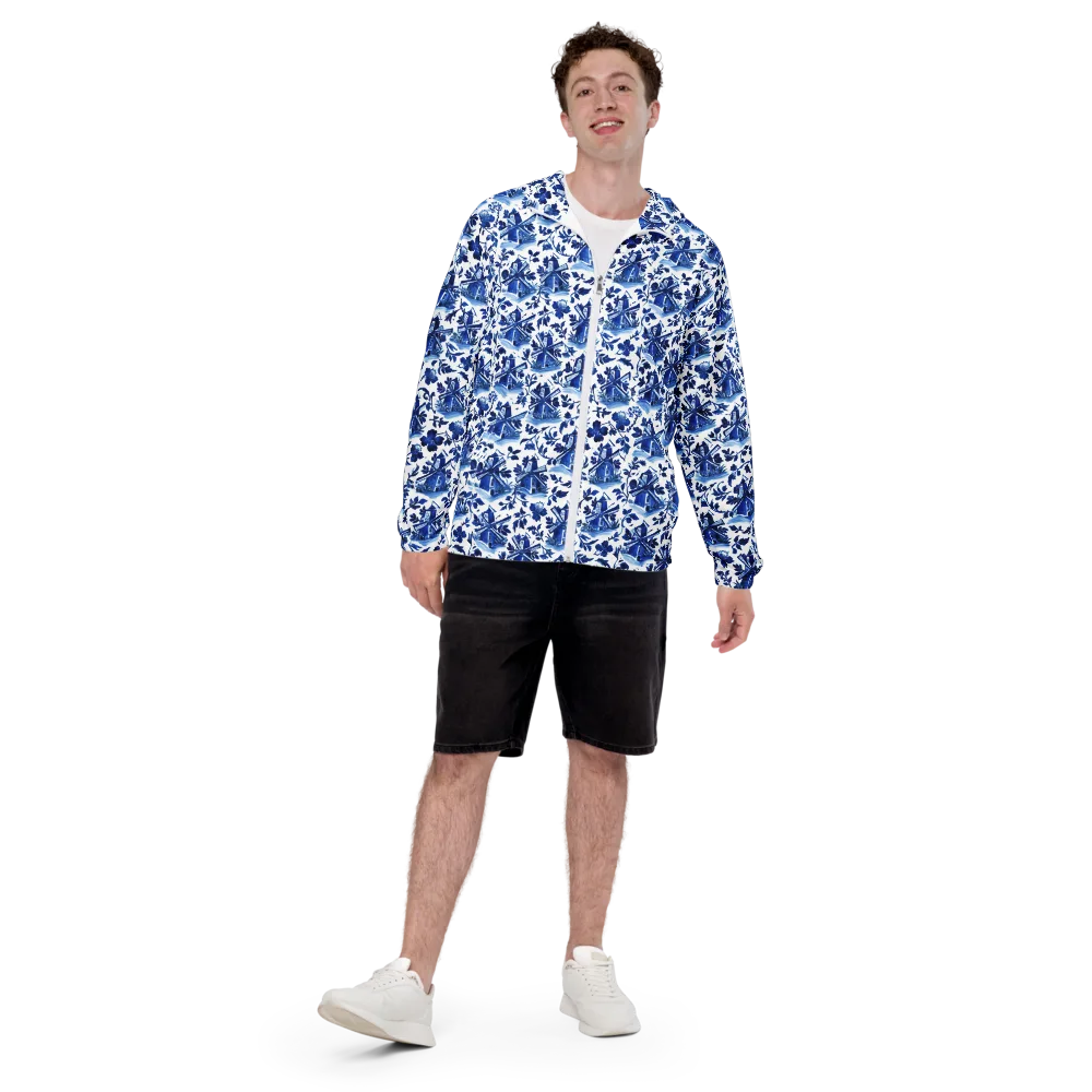Blue Delft Garden on Men's Windbreaker — Front