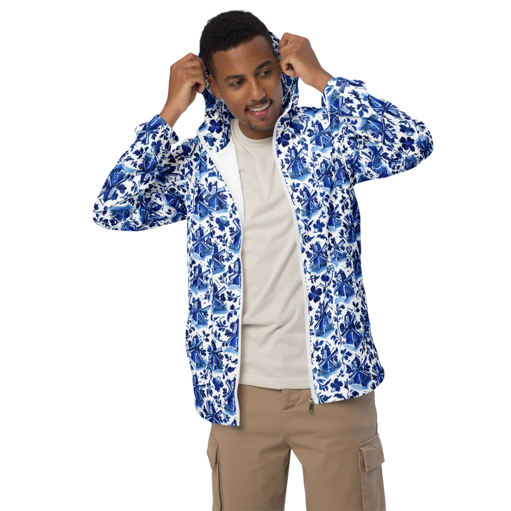 Blue Delft Garden on Men's Windbreaker — Front