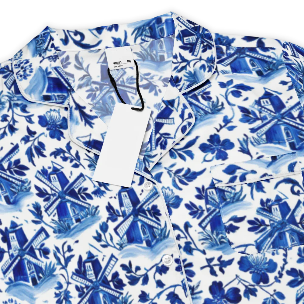 Blue Delft Garden on Women's Short Sleeve Pajama Top — Product details