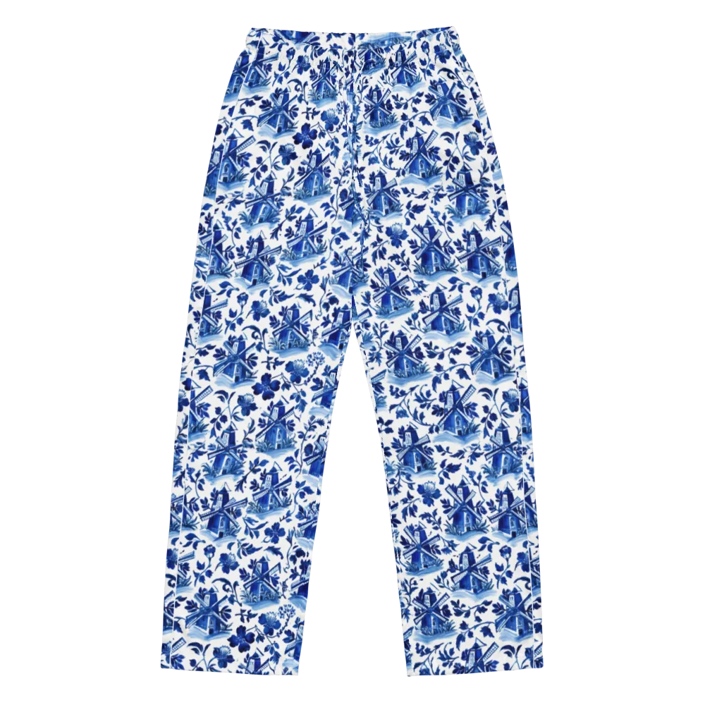 Blue Delft Garden on Women's Pajama Pants — Front
