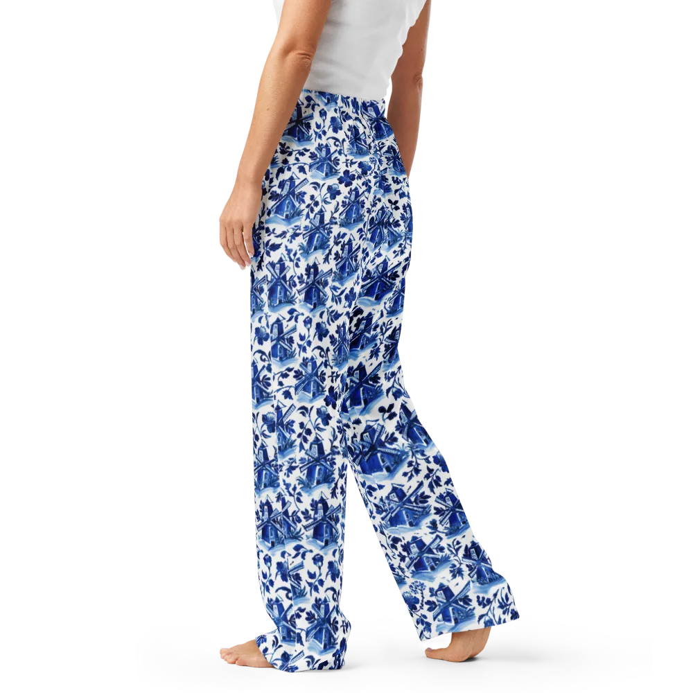 Blue Delft Garden on Women's Pajama Pants — Left
