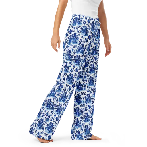 Blue Delft Garden on a Women's Pajama Pants