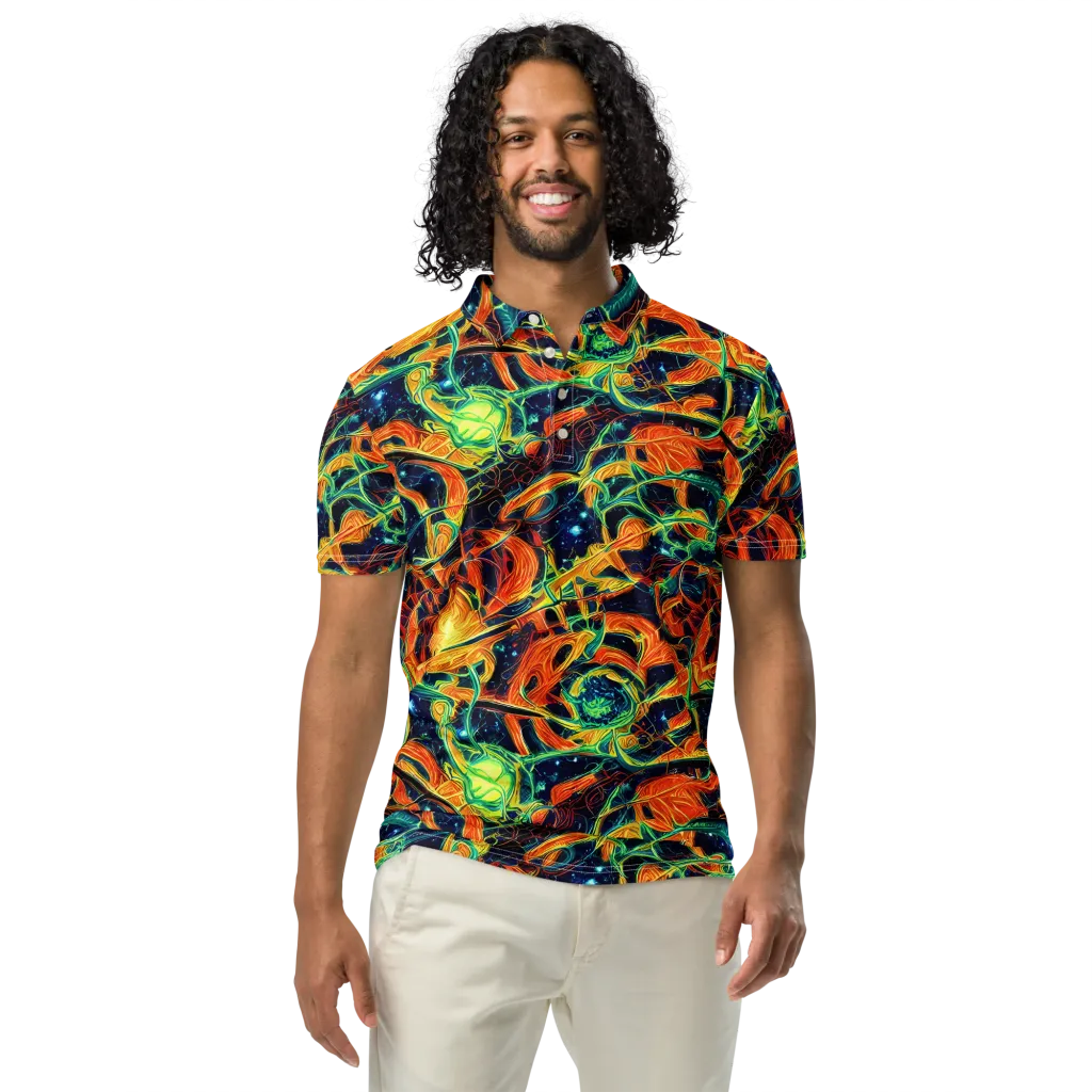 Neon Ember Garden on Men's Slim Fit Polo Shirt — Front