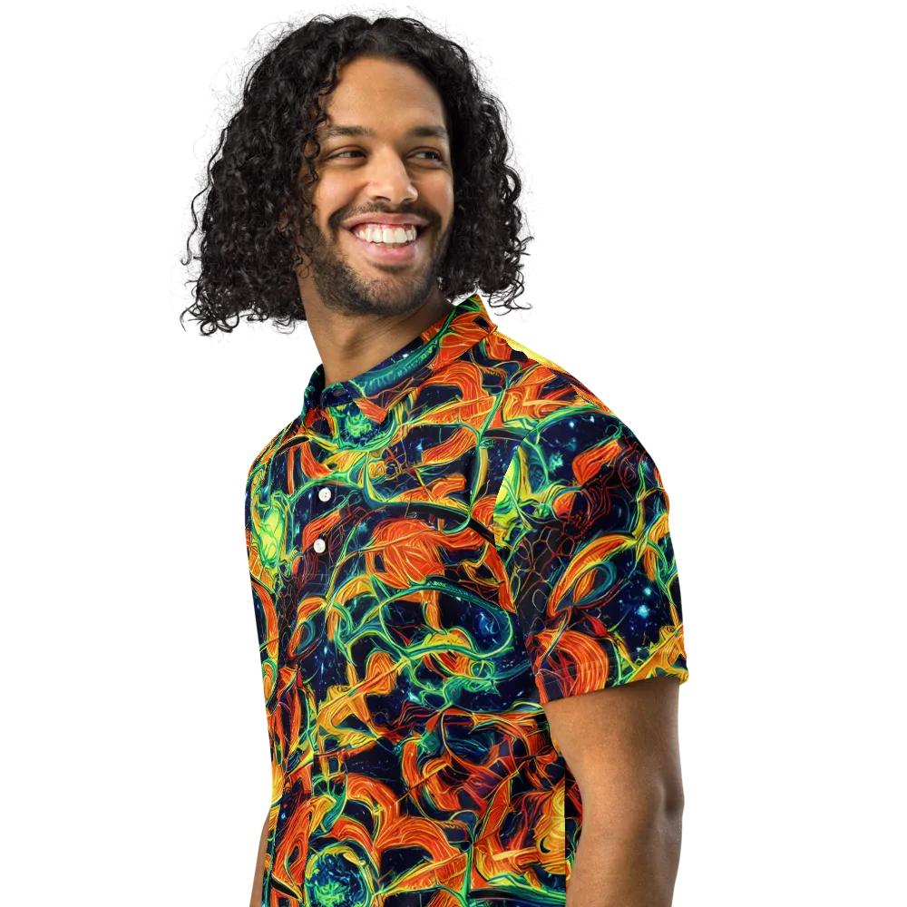 Neon Ember Garden on Men's Slim Fit Polo Shirt — Left Front