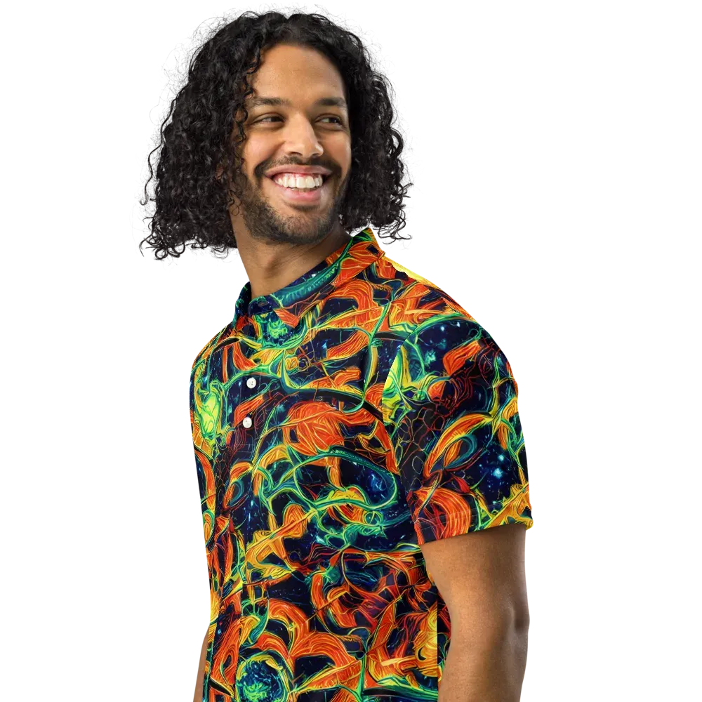 Neon Ember Garden on Men's Slim Fit Polo Shirt — Left Front