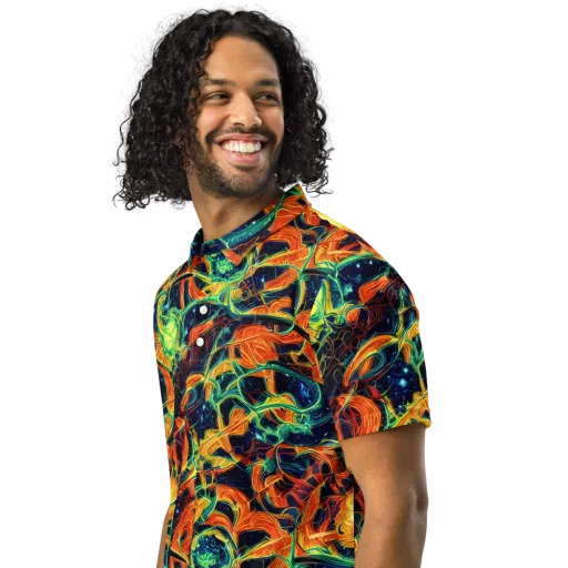 Neon Ember Garden on a Men's Slim Fit Polo Shirt