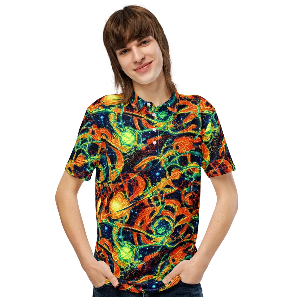 Neon Ember Garden on Men's Slim Fit Polo Shirt — Front