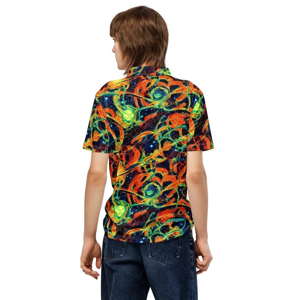 Neon Ember Garden on Men's Slim Fit Polo Shirt — Back