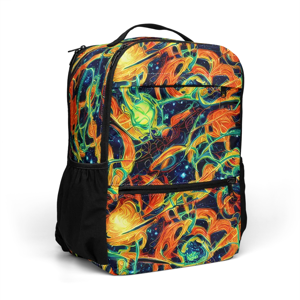 Neon Ember Garden on Utility Backpack — Right Front