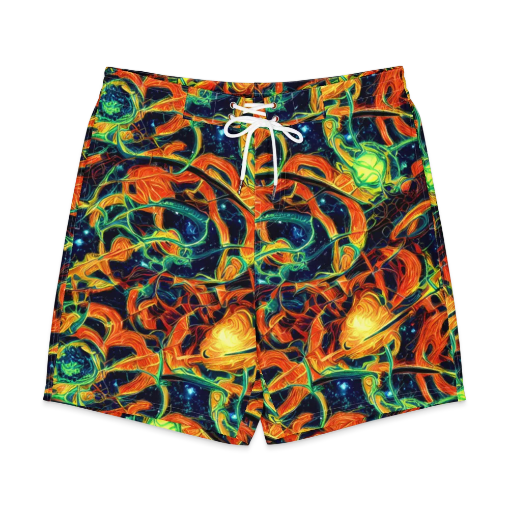 Neon Ember Garden on Men's Board Shorts — Front