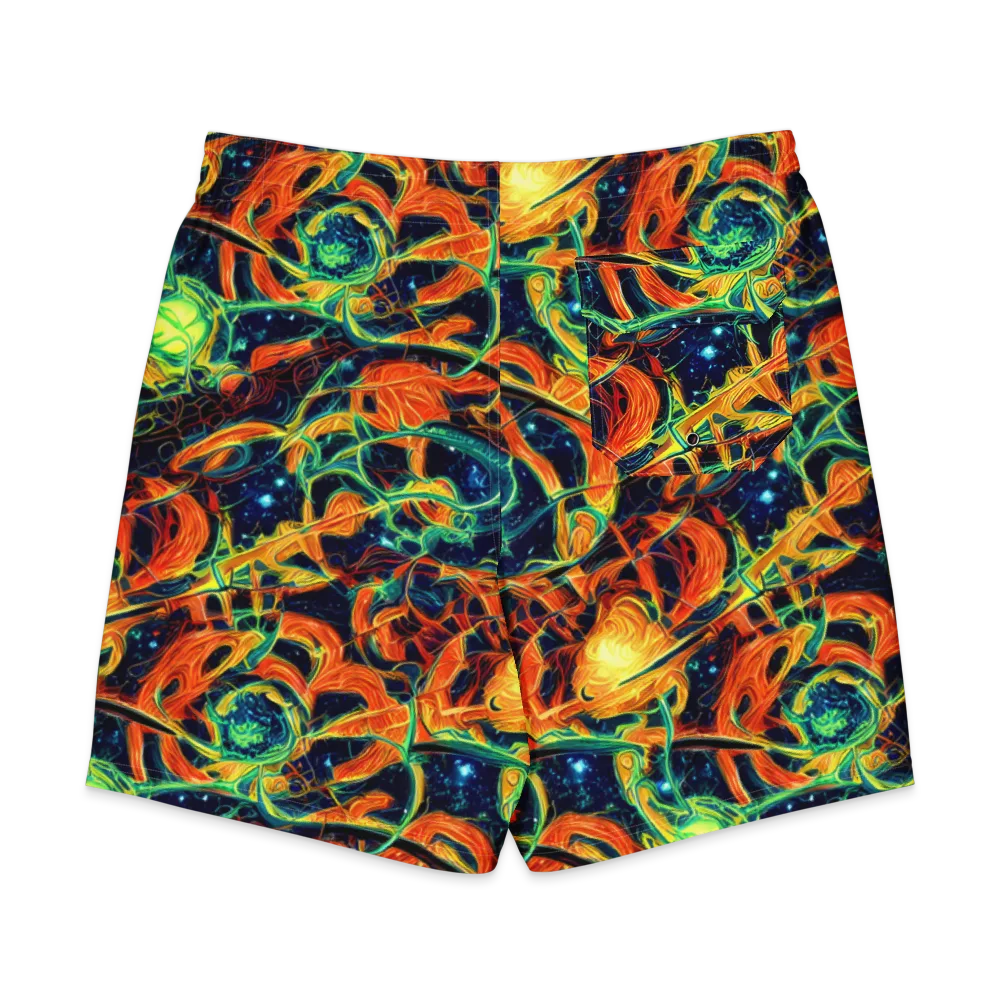 Neon Ember Garden on Men's Board Shorts — Back