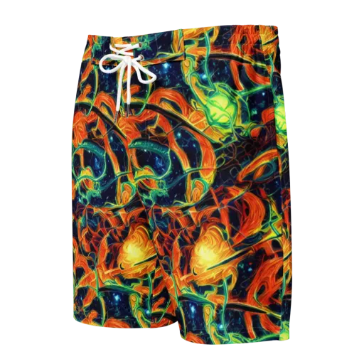 Neon Ember Garden on a Men's Board Shorts