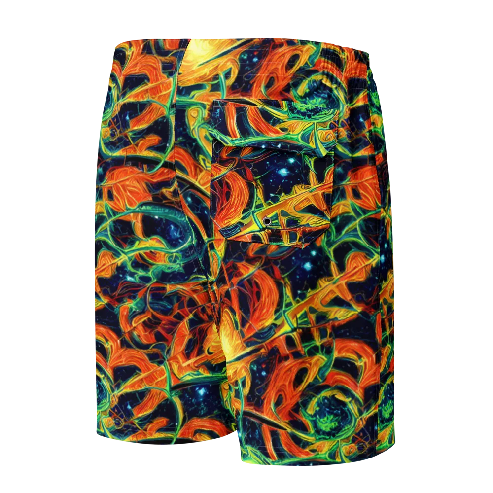 Neon Ember Garden on Men's Board Shorts — Back