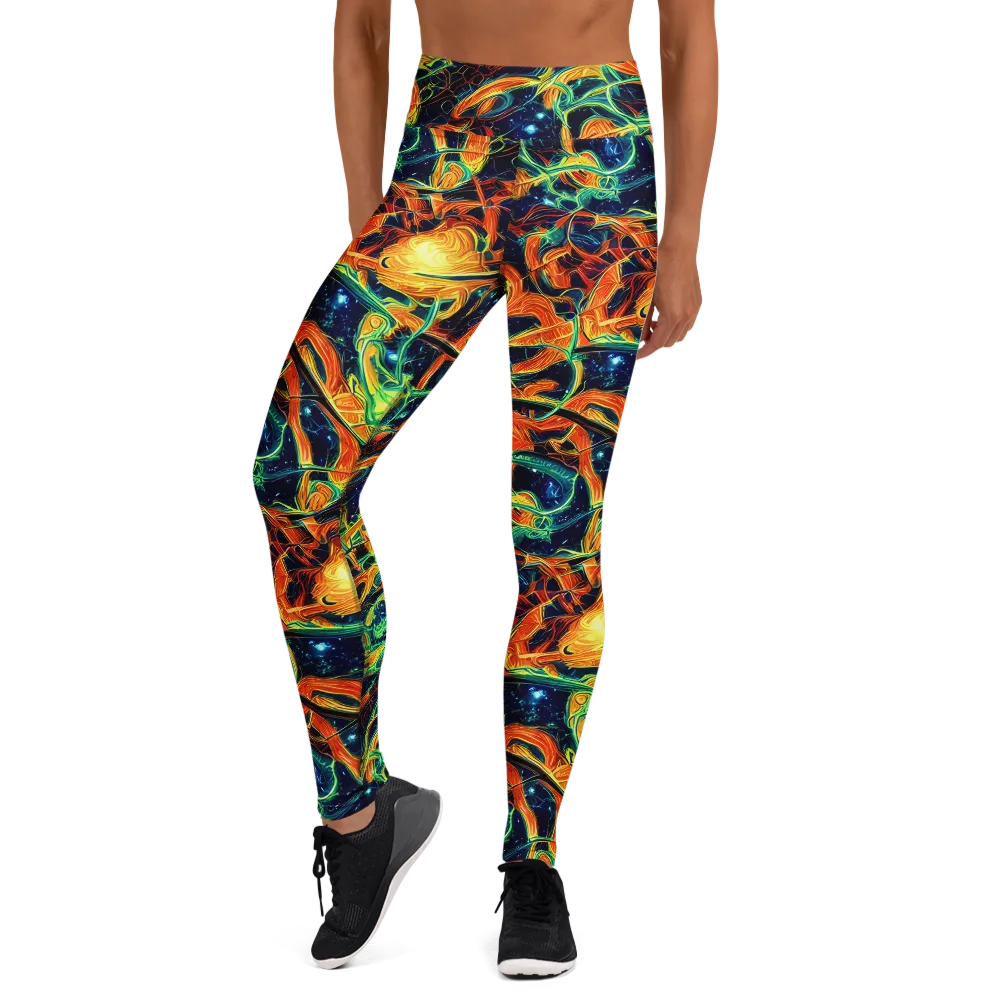 Neon Ember Garden on Yoga Leggings — Front