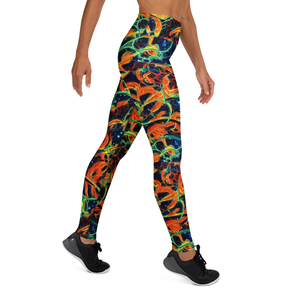 Neon Ember Garden on Yoga Leggings — Right