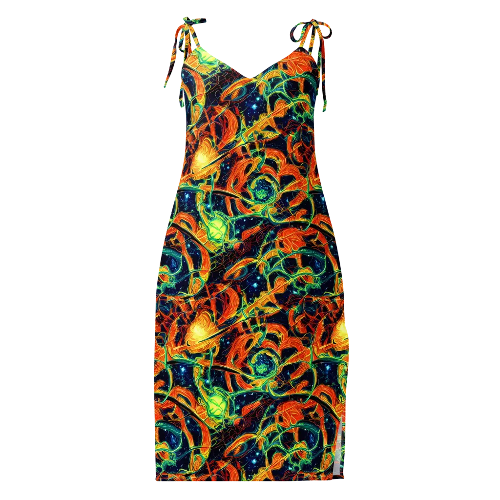 Neon Ember Garden on Slip Dress — Front