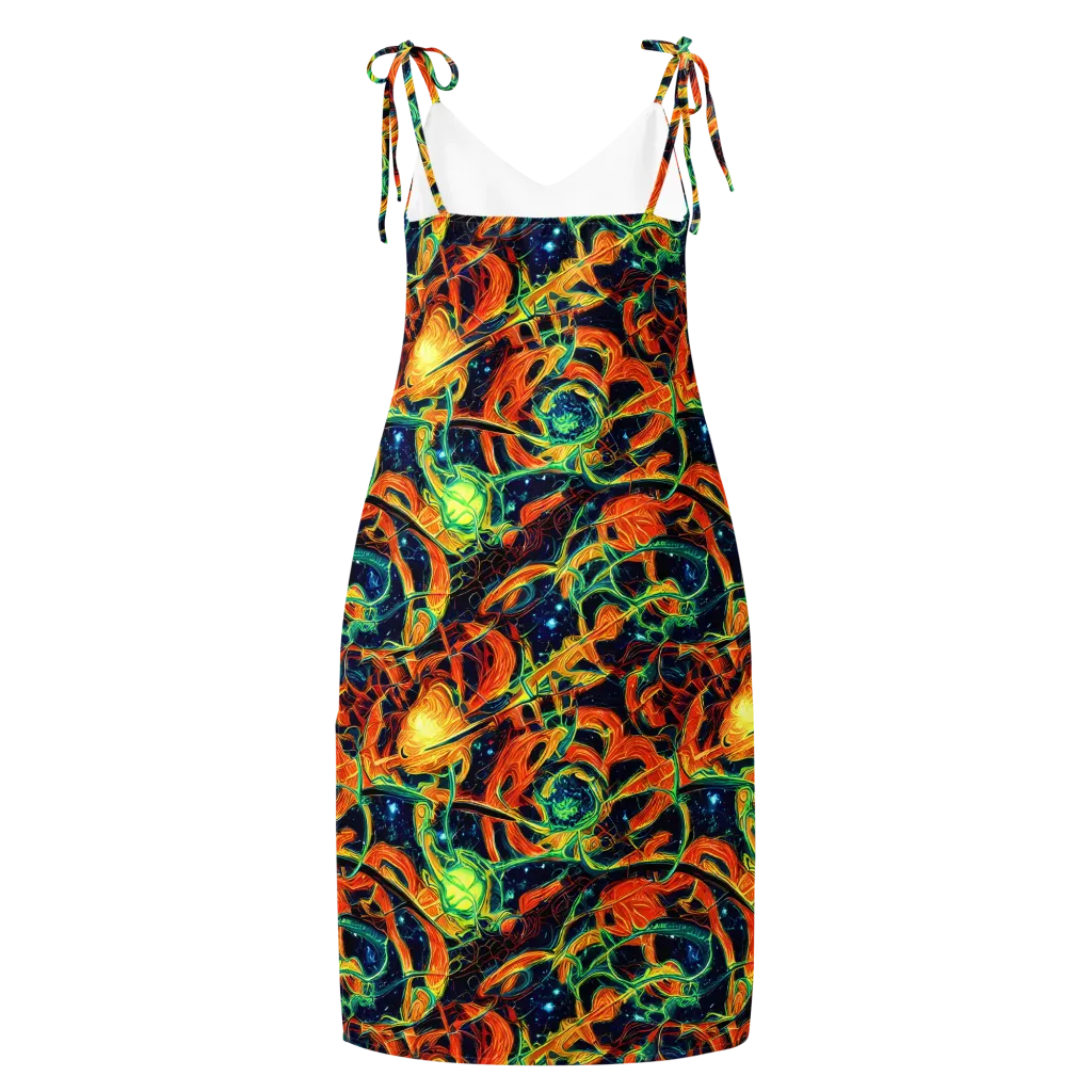 Neon Ember Garden on Slip Dress — Back