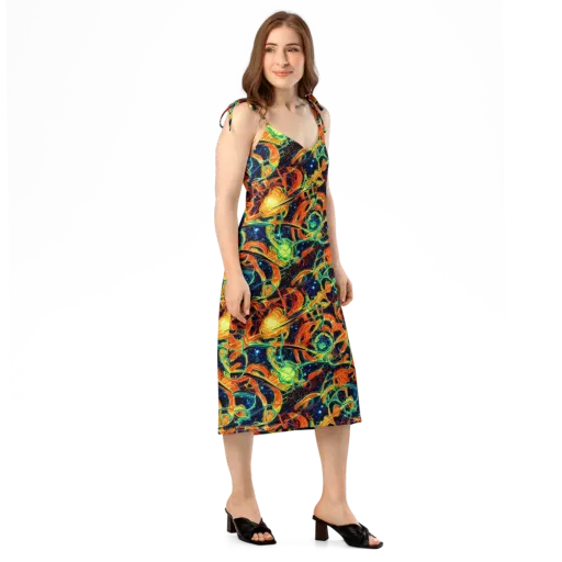 Neon Ember Garden on a Slip Dress