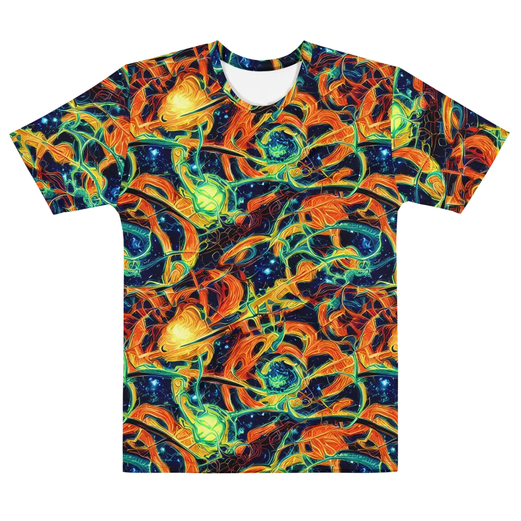 Neon Ember Garden on Men's Cotton Crew Neck T-Shirt — Front