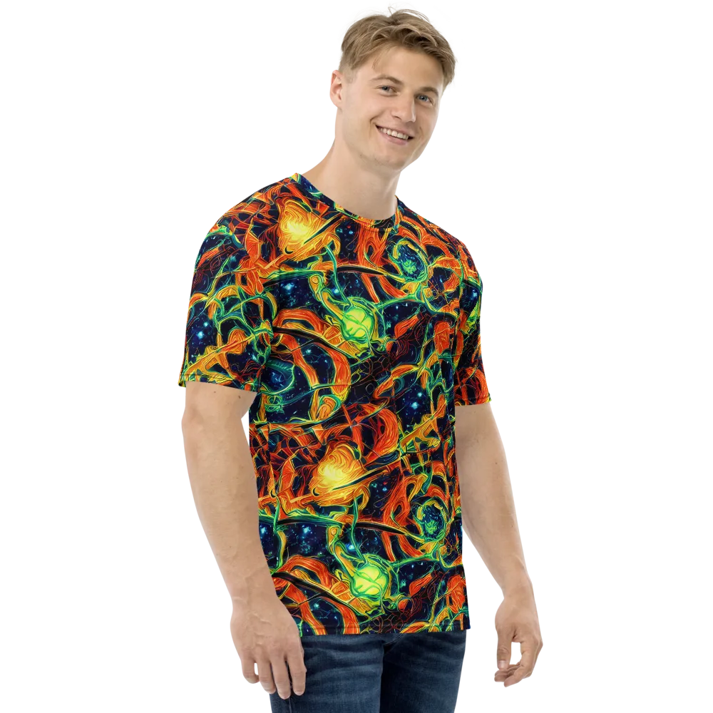 Neon Ember Garden on Men's Crew Neck T-Shirt — Right