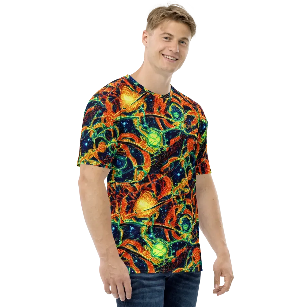 Neon Ember Garden on Men's Crew Neck T-Shirt — Right