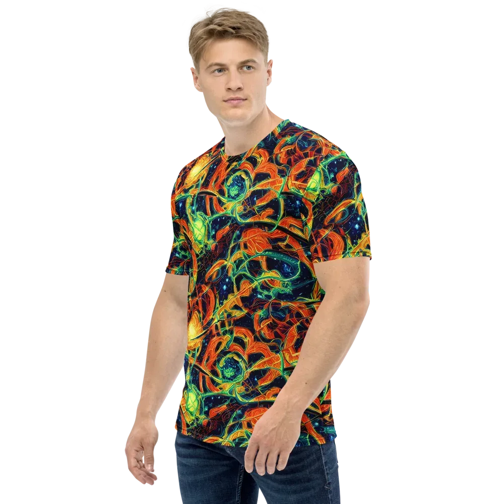 Neon Ember Garden on Men's Crew Neck T-Shirt — Left
