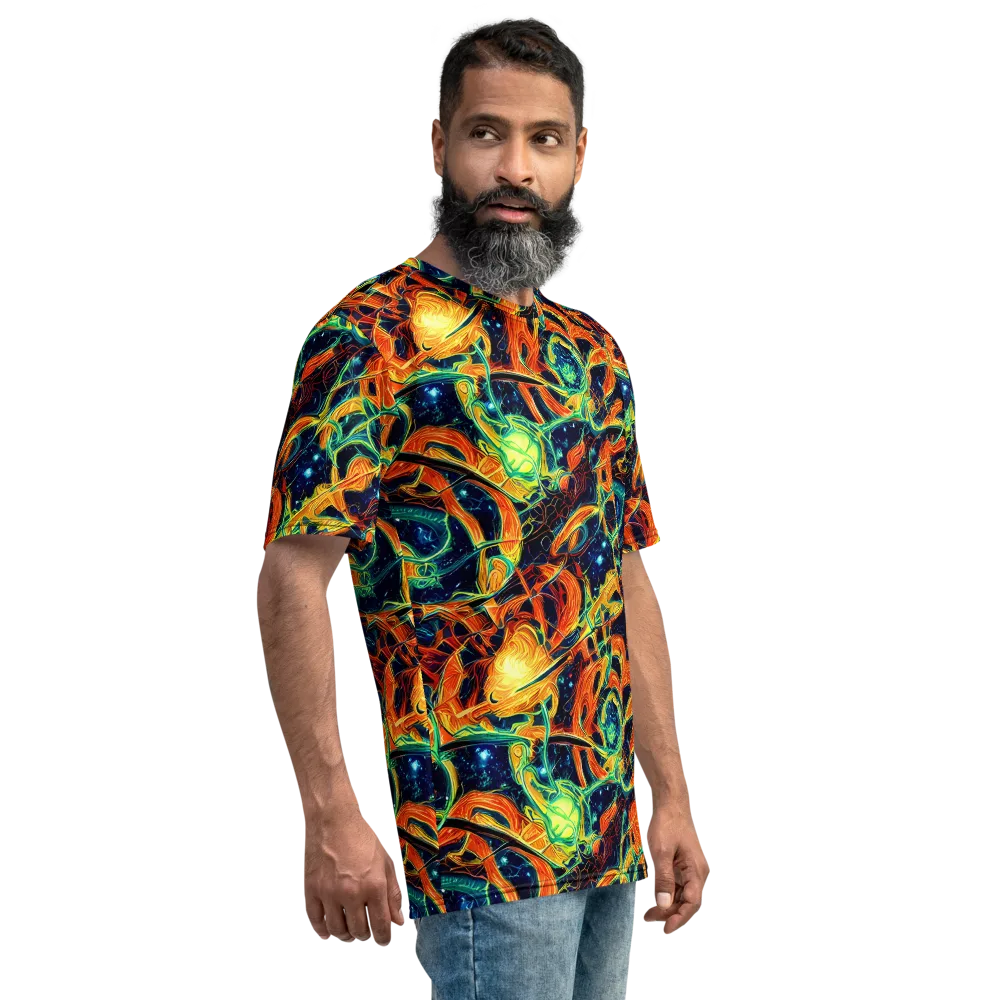 Neon Ember Garden on Men's Crew Neck T-Shirt — Right