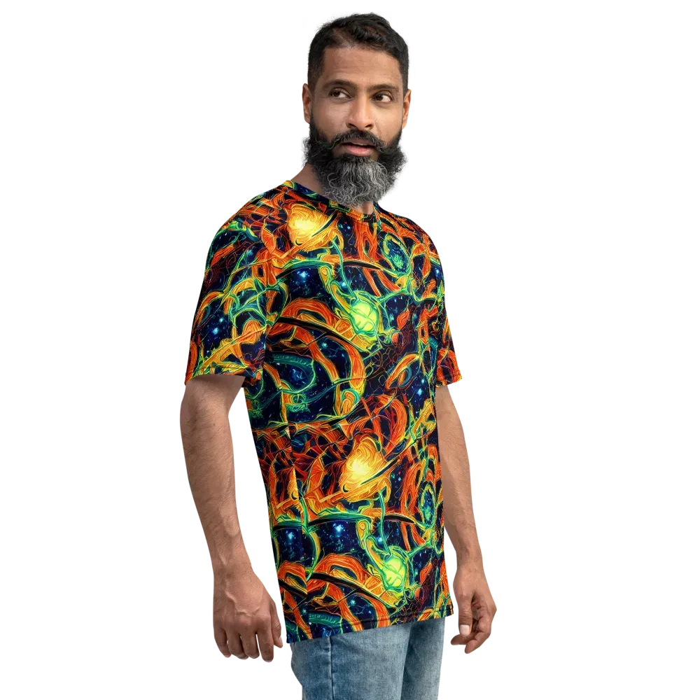 Neon Ember Garden on Men's Crew Neck T-Shirt — Right