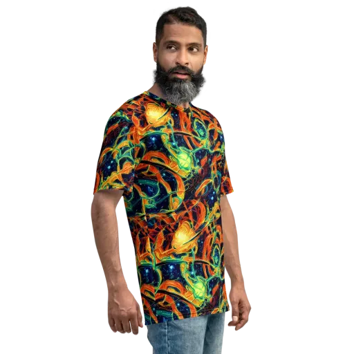 Neon Ember Garden on a Men's Crew Neck T-Shirt