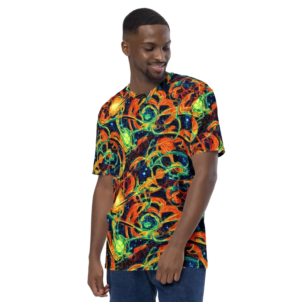 Neon Ember Garden on Men's Crew Neck T-Shirt — Left